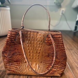Brahmin Tan Crocodile Embossed Tote